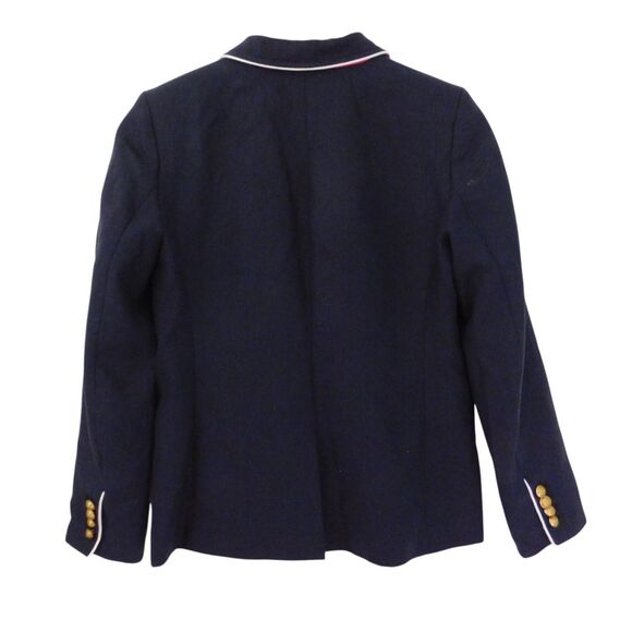 J Crew Nautical Schoolboy Blazer Petite 6 Navy Blue 100% Linen Gold Buttons - Picture 7 of 8